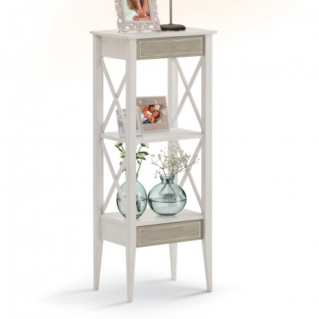 Porta vasi Shabby Chic con 2 cassetti e 3 ripiani