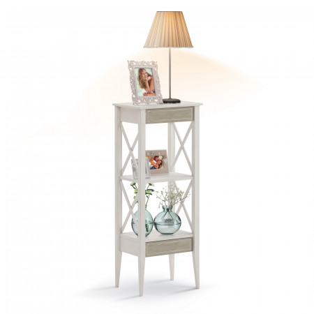 Porta vasi Shabby Chic con 2 cassetti, dettaglio frontale