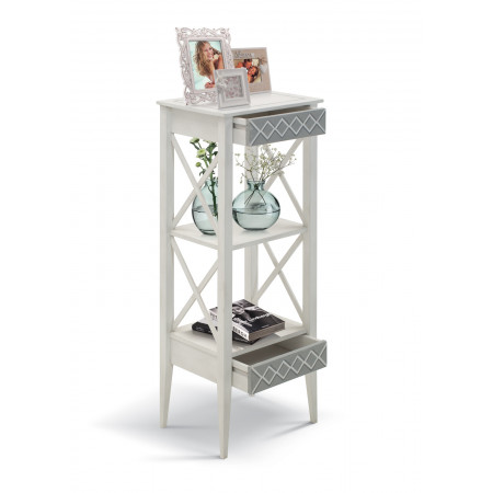 Porta vasi Shabby Chic con 2 cassetti, dettagli artigianali