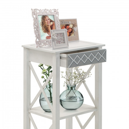 Porta vasi Shabby Chic con 2 cassetti in legno