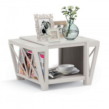 Tavolino Shabby Chic con porta riviste e allunghe
