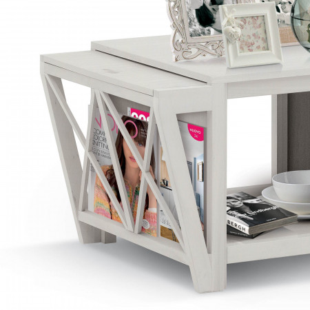 Tavolino da salotto Shabby Chic con porta riviste in legno