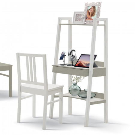 Scrittoio Porta PC Shabby Chic con mensola alta e cassetto