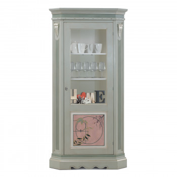 Vetrina Shabby Chic ad angolo dettagli decorativi