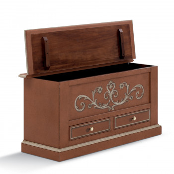 Cassapanca Shabby Chic con decori e cassetti