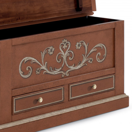 Cassapanca Shabby Chic con decori floreali in legno