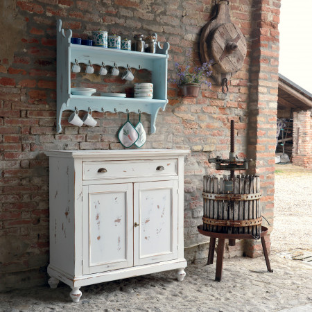 Credenza shabby chic con 2 ante in legno