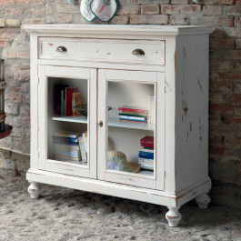 Cassettiera shabby chic con 5 cassetti a scomparti