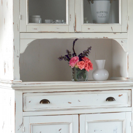 Credenza a 2 ante con vetrina e vano a giorno shabby chic