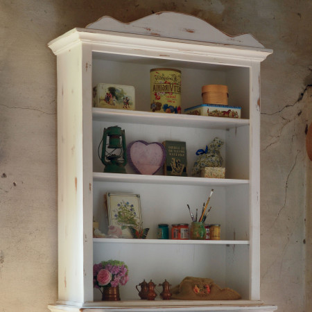 Credenza shabby chic con ripiani regolabili e alzata