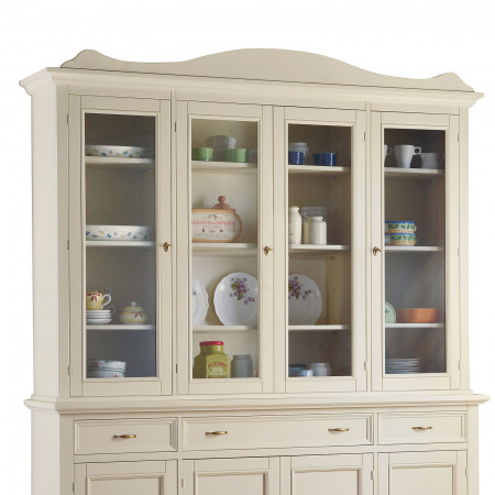 Credenza con vetrina shabby chic, dettaglio ante vetro