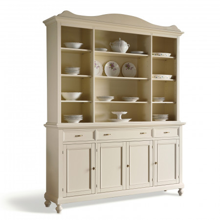 Credenza 4 ante con alzata a giorno shabby chic