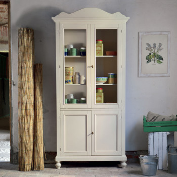 Vetrina con 4 ante in stile shabby chic, dettagli artigianali