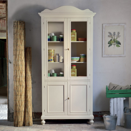 Vetrina con 4 ante in stile shabby chic, dettagli artigianali