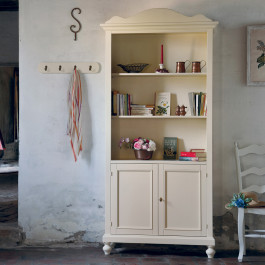 Libreria shabby chic con 2 ante in legno