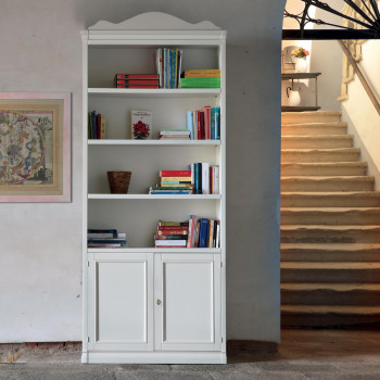 Libreria componibile shabby chic con 2 ante, dettaglio scala e ripiani