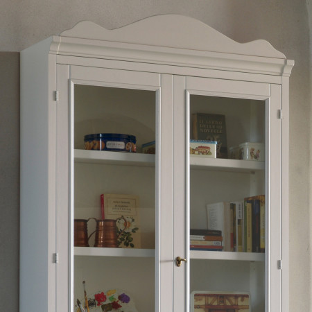 Libreria 4 porte shabby chic dettaglio anta vetro