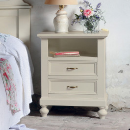 Comodino 2 cassetti e vano shabby chic