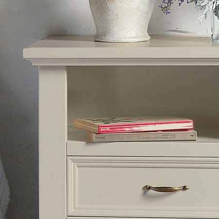Comodino 2 cassetti e vano shabby chic, dettaglio cassetto