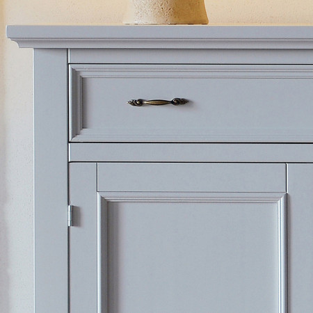 Credenza 2 ante vetro shabby chic, dettaglio cassetto