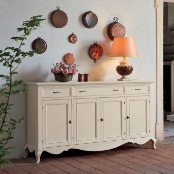 Credenza 4 ante shabby chic con piedini sagomati