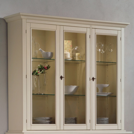 Credenza con vetrina 3 ante shabby chic, dettagli vetro