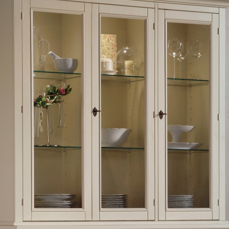 Credenza con vetrina 3 ante shabby chic in legno di tiglio