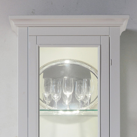 Vetrina una anta shabby chic con dettagli in cristallo