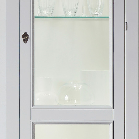 Vetrina una anta shabby chic, dettaglio del vetro