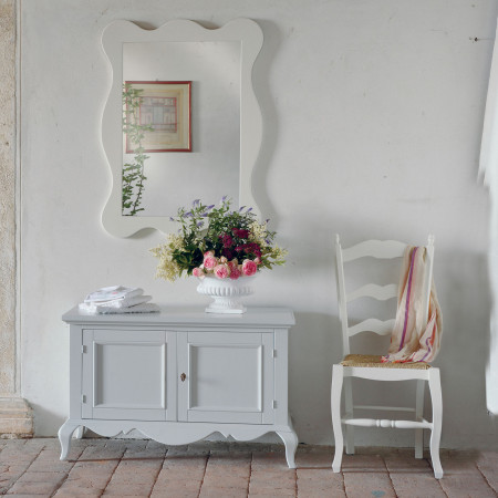 Panca con 2 antine shabby chic in legno massello