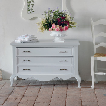 Mobiletto con 3 cassetti shabby chic in legno bianco