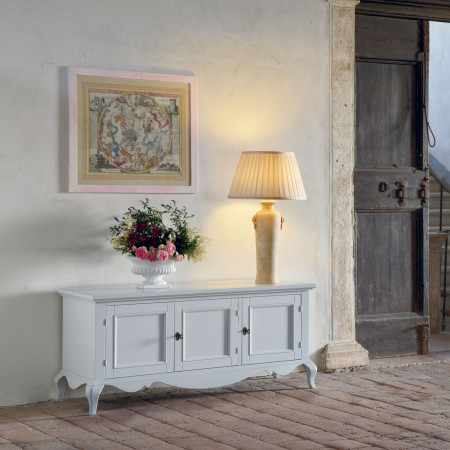 Porta televisore 3 ante shabby chic, dettaglio piedini
