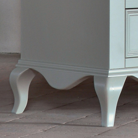 Comò 5 cassetti shabby chic con piedini a sciabola