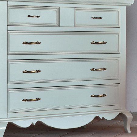 Comò 5 cassetti shabby chic con dettagli
