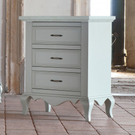 Comò 5 cassetti shabby chic con piedini a sciabola