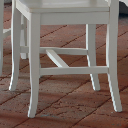 Sedia con fondino in legno shabby chic, dettaglio piedini