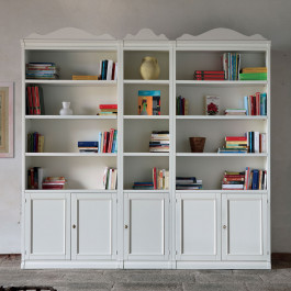 Libreria componibile shabby chic con 2 ante e ripiani