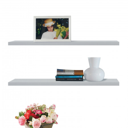 Mensola shabby chic in legno con libri e vaso