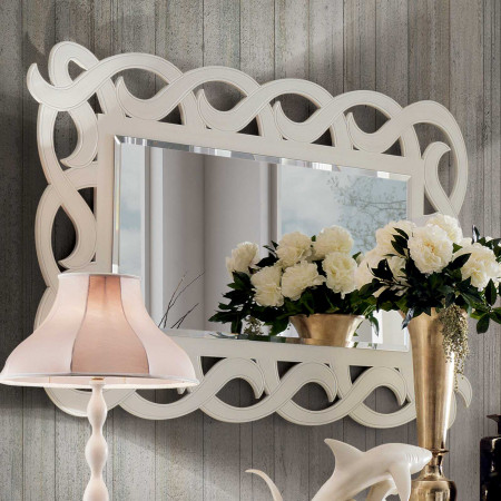 Specchiera Shabby Chic Rettangolare con cornice traforata