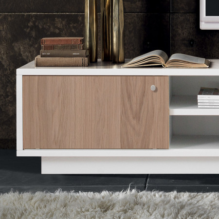 Porta Tv moderno con ante in rovere e libri