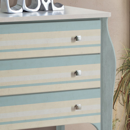 Dettaglio Credenza Shabby Chic 3 cassetti, finitura artigianale