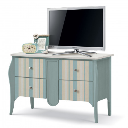 Credenza Shabby Chic 4 cassetti con decori pastello