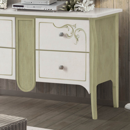 Credenza Shabby Chic 4 cassetti con decori