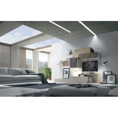 Composizione 1 con ante in legno antico, soggiorno moderno