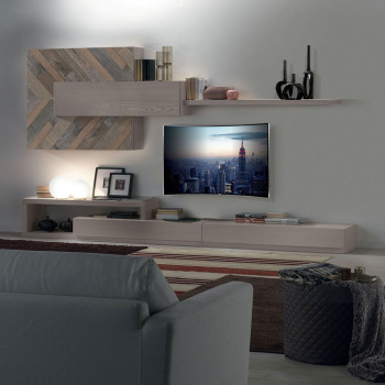 Composizione 2 con legno antico e moduli moderni