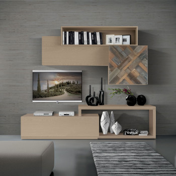 Composizione 7 con ante in legno antico, design elegante