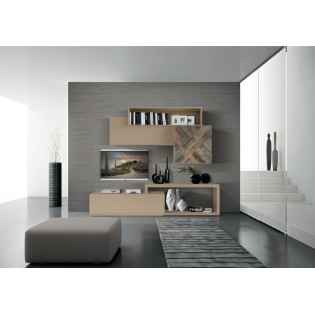 Composizione 7 parete attrezzata con legno antico