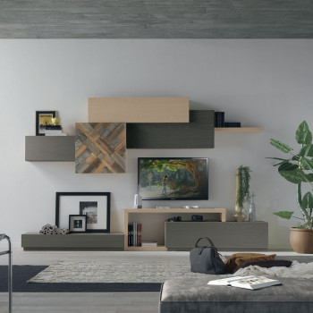 Composizione 8 con ante in legno antico dettaglio frontale