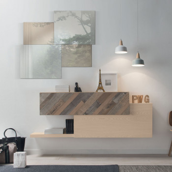 Composizione 13 con ante in legno antico, dettaglio design