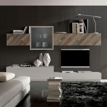 Composizione 14, dettaglio ante legno antico e vetro fumè